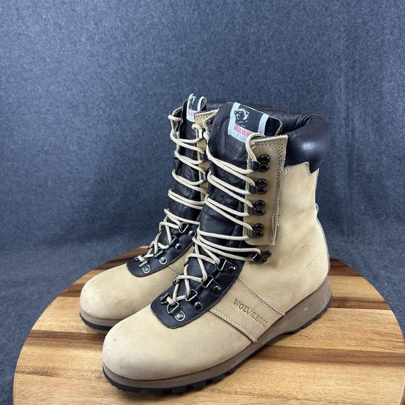 Vtg WOLVERINE 3726 Tan Leather Nobuck Lace Up Mountaineering Hiking Boots 8M USA main image 4